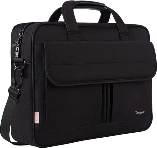 Miniatura 12 de Bolsa para laptop, 15.6 pulgadas, impermeable, maletín para viajes, se expande 15 pulgadas, con tira para el hombro, maletín para Negro