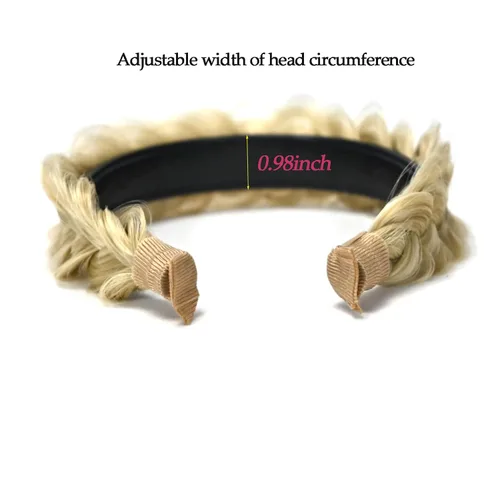 Miniatura 2 de Diadema ancha trenzada para el cabello, accesorios para el cabello, banda elástica antideslizante para mujeres y niñas (amarillo claro)