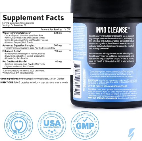 Miniatura 4 de Inno Cleanse - Compuesto de adelgazamiento de cintura Apoyo y ayuda al sistema digestivo Reducción de inflamación Mejora los niveles