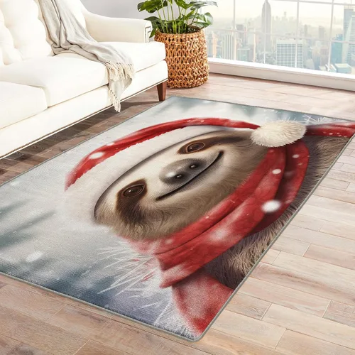 Miniatura 18 de Alfombra de oso de 2 x 3 pies, alfombra de Navidad para entrada, sala de estar, dormitorio, alfombra de animales salvajes, decoración de habitación