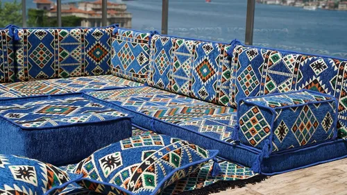 Miniatura 3 de arabicsofa Juego de sofás árabes tradicionales en forma de L - Sofás seccionales marroquíes - Asientos Majlis orientales para sala de estar