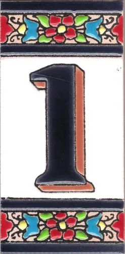 Miniatura 24 de Número de Casa - Número para Casa, Cerámica Esmaltada, Técnica Española Pintada a Mano Cuerda Seca, Nombres y Direcciones, Modelo Flor 2.2 x 4.1 in 8