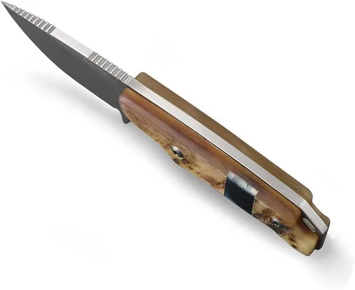 Miniatura 4 de Cool Hand Cuchillo de 5.98 pulgadas con funda de cuero, cuchillo de transporte horizontal compacto de espiga completa, funda de lazo de cinturón