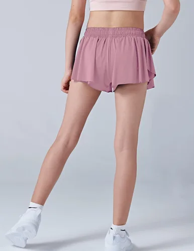 Miniatura 42 de Paquete de 3 pantalones cortos fluidos para niñas con forro de elastano, 2 en 1, faldas de mariposa para jóvenes, para fitness, correr, deportes
