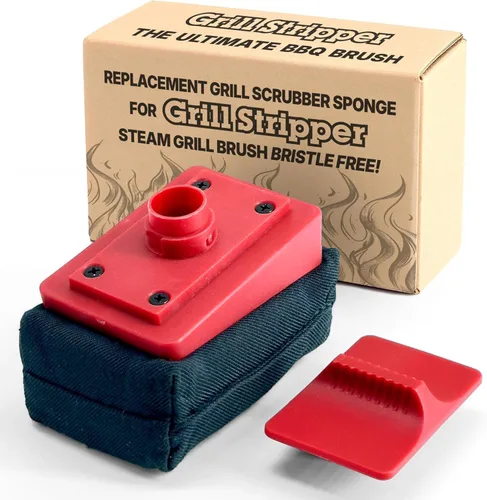 Miniatura 9 de GRILL STRIPPER Cepillo de parrilla sin cerdas para parrilla al aire libre – Cepillo de parrilla de vapor sin cerdas con rascador triple pendiente