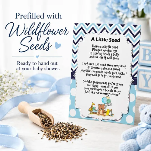 Miniatura 2 de CHOOBLY Recuerdos de baby shower de niño para invitados 20 paquetes de semillas de flores silvestres Prellenados Mezcla de semillas de ramo