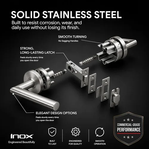 Miniatura 4 de INOX RA RA105L471-32D - Juego de manijas tubulares para puerta de paso, roseta redonda TL4, manija de puerta interior con fondo de 2-3/4 pulgadas