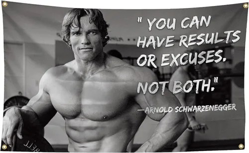 Arnold Schwarzenegger Puedes tener resultados o excusas. No ambos. Bandera de 3 x 5 pies Cartel Inspirador Bandera duradera para pared de cueva de