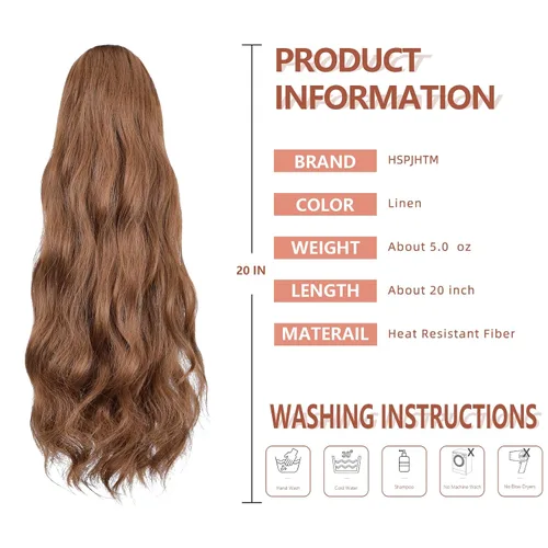 Miniatura 302 de Extensiones de cola de caballo de cabello rubio, extensiones de cola de caballo para mujer, pinza de extensiones de cabello rizado de 12 pulgadas