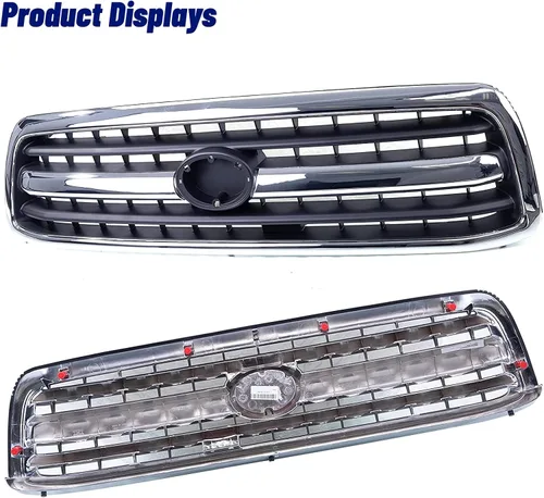 Miniatura 6 de Conjunto de parrilla delantera compatible con Toyota Tundra 2000 2001 2002 Pickup Truck 531000C020 TO1200223 carcasa cromada con inserto negro