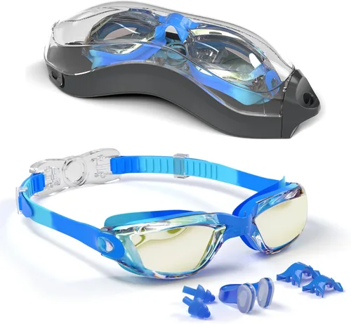 Miniatura 11 de gafas de natación para niños con pinza para la nariz, tapones para los oídos, puente de nariz para niños de 3 a 15 años Negro