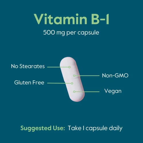 Miniatura 5 de BESTVITE Vitamina B-1 (tiamina) 500 mg (240 cápsulas vegetarianas) (2 x 120) - Sin estearatos - Vegano - Sin carbonato de calcio - Sin OMG - Sin