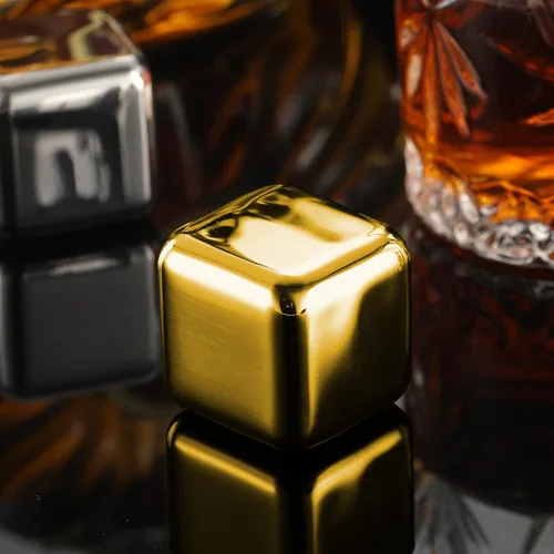 Miniatura 5 de Juego de 2 piedras de whisky grandes de 64 cm³ (4 cu in) – Juego de regalo para hombre – Cubos de esferas de hielo de metal reutilizables de acero