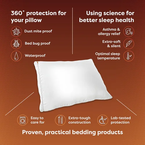 Miniatura 2 de Juego de 2 protectores de almohada Sleep Defense System con cierre, hipoalergénicos, impermeables, a prueba de chinches y antiácaros , Poliéster &