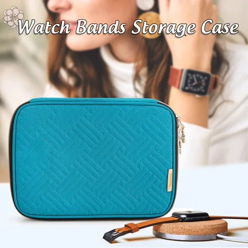 Miniatura 7 de Teamoy Estuche de almacenamiento para relojes - Con capacidad para 12 correas, bolsa organizadora de viaje compatible con todas las series de Verde