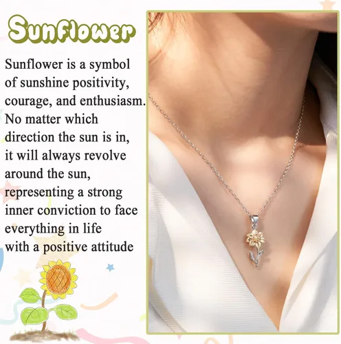 Miniatura 2 de Tarsus Collar de girasol, ideas de regalos de girasol para mujeres, adolescentes, joyas, hija, nieta, sobrina, hermana, mejor amiga