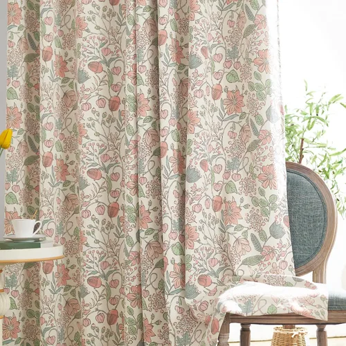 Miniatura 9 de jinchan Cortinas de Guardería 95% Blackout Rosa 63 Pulgadas de Largo Cortinas Florales para Habitación de Niñas, Cortinas de Estilo Granja para Sala