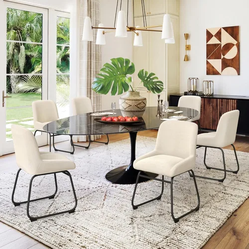 Miniatura 8 de LUE BONA Juego de 4 cómodas sillas de comedor, modernas sillas de cocina tapizadas con respaldo acolchado y patas de metal gruesas para comedor