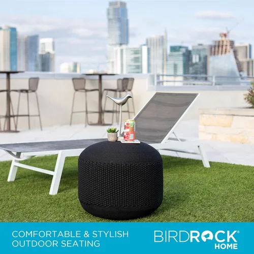 Miniatura 4 de BIRDROCK HOME Puf Otomano para Exteriores Reposapiés Impermeable Tejido a Mano con Relleno de Bolsa de Perlas Reposapiés Bohemio para Patio