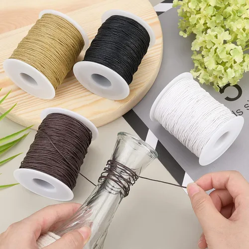Miniatura 6 de PH PandaHall Cordón de algodón encerado de 0.039 in, 400 yardas, hilo encerado en tono tierra para hacer pulseras, collares y joyas
