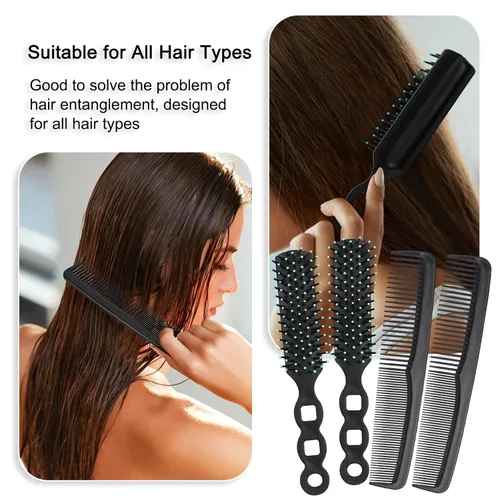 Miniatura 3 de Juego de 50 cepillos y peines para el cabello a granel para personas sin hogar envueltos individualmente, cepillos de pelo a granel de 25 y 7