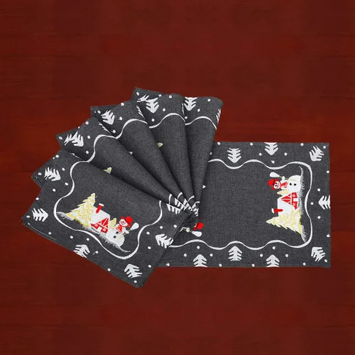 Miniatura 2 de Mantel de muñeco de nieve bordado para Navidad (90 x 17 pulgadas)