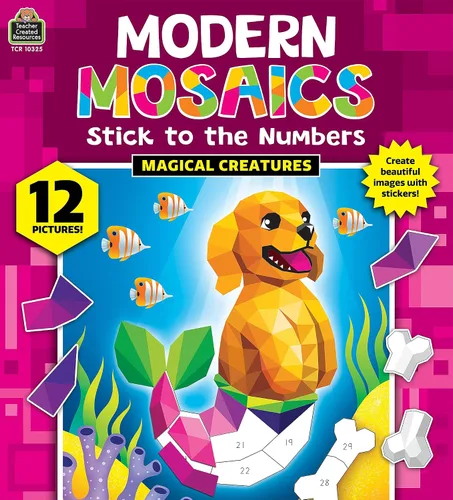 Teacher Created Resources Los mosaicos modernos de criaturas mágicas se adhieren a los números