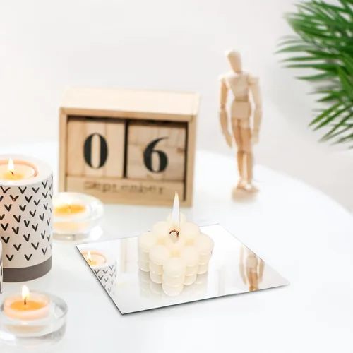Miniatura 7 de Paquete de 50 azulejos cuadrados de espejo de vidrio, cuadrados pequeños de vidrio decorativos de 4 x 4 pulgadas, a granel para centros de mesa