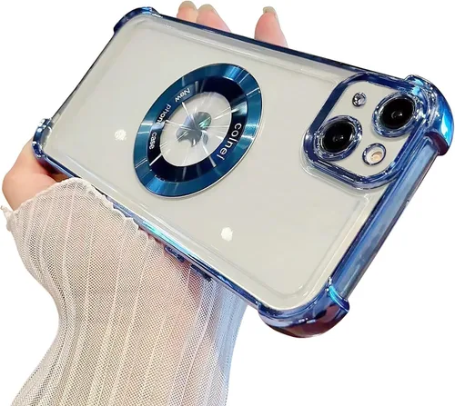 Miniatura 63 de Funda magnética transparente para iPhone 14 Plus, lujo brillante en las cuatro esquinas, protección de grado militar a prueba de golpes