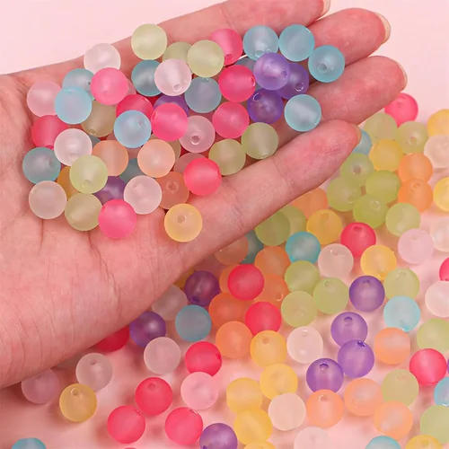 Miniatura 3 de 230 cuentas redondas acrílicas de 0.315 pulgadas (0.315 in), color rosa claro mate esmerilado para hacer joyas de bricolaje