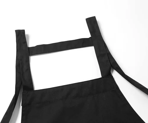 Miniatura 55 de Jeelow Delantal de cocina de algodón o sarga de algodón para hombres y mujeres, ajustable con bolsillos ajustables