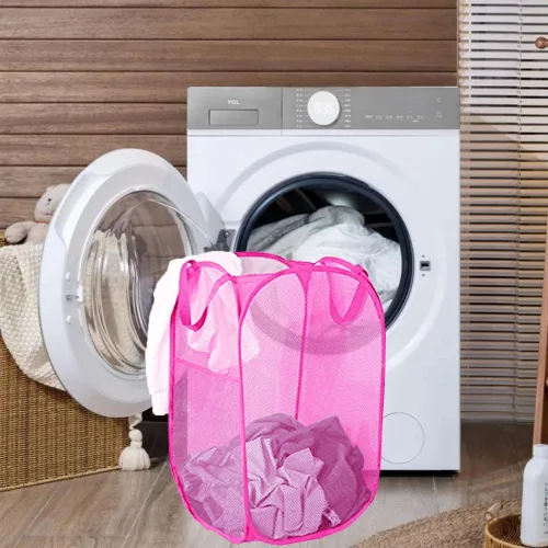 Miniatura 3 de Cesta de lavandería desplegable, cesta portátil de malla para lavandería, contenedor de almacenamiento de ropa plegable para dormitorio, dormitorio