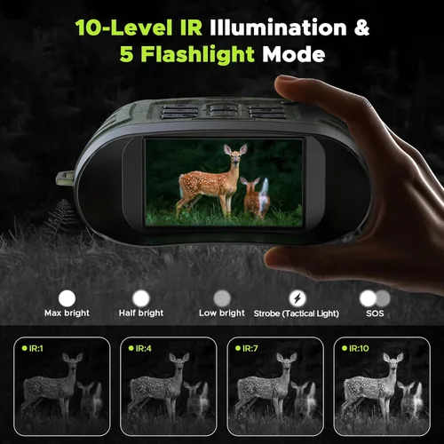 Miniatura 5 de Gafas de visión nocturna, prismáticos de visión nocturna 4K de 112 MP para adultos, zoom 12X y batería de 5000 mAh, tarjeta de 64 GB incluida