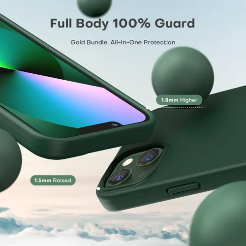 Miniatura 3 de TOCOL Funda delgada de silicona para iPhone 13 de 6.1 pulgadas, ajuste preciso, antideslizante, protección contra caídas, verde alpino