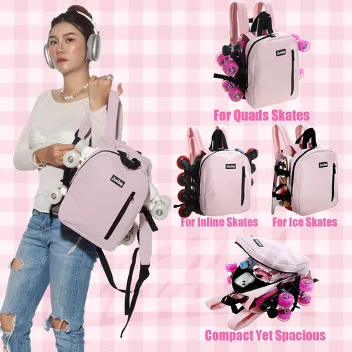 Miniatura 2 de JajaHoho Bolsas para patines de ruedas para mujeres y hombres, mochila multifuncional deportiva para patines de ruedas, patines de hielo, patines