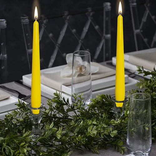 Miniatura 5 de BOLSIUS Velas cónicas amarillas – Paquete de 4 velas sin perfume de 10 pulgadas – 8 horas de tiempo de combustión – Calidad europea premium – Velas
