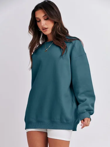 Miniatura 3 de ANRABESS Sudadera de gran tamaño para mujer, de forro polar, manga larga, cuello redondo, informal, para otoño 2023, ropa de moda