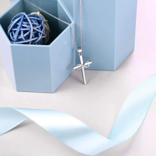 Miniatura 4 de AmorAime Collar de cruz de plata de ley 925 para mujer, collar infinito para novia, regalos para el día de San Valentín, cumpleaños