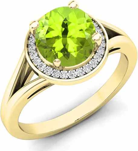 Miniatura 54 de Dazzlingrock Collection Anillo de compromiso redondo de 0.276 in con halo de diamante blanco y vástago dividido para ella en oro macizo de 14