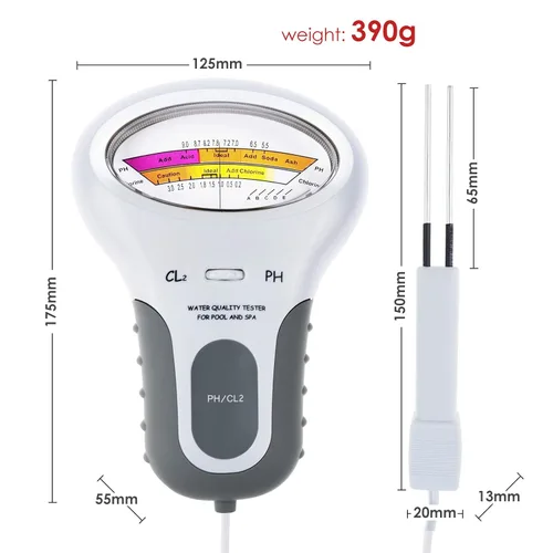 Miniatura 6 de Medidor de cloro y pH 2 en 1 para piscina, medidor de nivel CL2 de mano Prueba de análisis de calidad de agua de spa Analizador de monitor