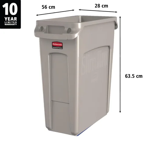 Miniatura 2 de Rubbermaid Commercial Products - Basurero de reciclaje, diseño rectangular con canales de ventilación, modelo Slim Jim, Beige