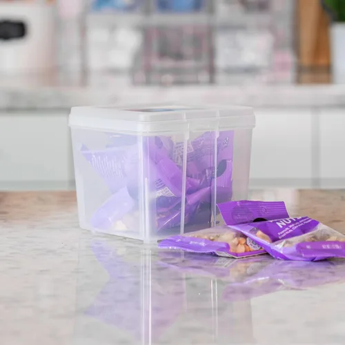 Miniatura 2 de IRIS USA Contenedores de almacenamiento verticales de plástico con tapa abatible para despensa, hogar, oficina, organización, pequeños, organizador