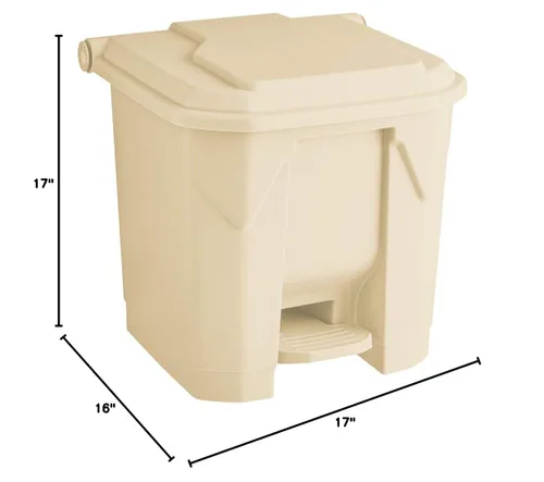 Miniatura 2 de PRO&Family Cubo de basura rectangular beige de 32 cuartos de galón / 8 galones, cubo de basura con tapa, papelera de reciclaje
