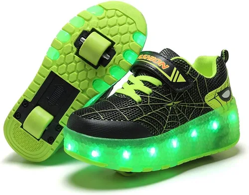 Miniatura 9 de Zapatos de rodillo recargables para niños y niñas de 6 a 14 años con luz LED, tenis para jugar al aire libre, cumpleaños