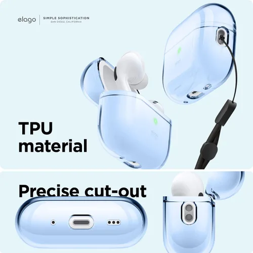 Miniatura 4 de elago Funda transparente compatible con AirPods Pro de 2ª generación, compatible con AirPods Pro 2, funda protectora, a prueba de golpes, carga Azul
