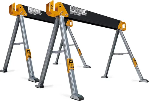 Miniatura 11 de ToughBuilt Mesa plegable para caballete/lugar de trabajo, capacidad de 1100 libras, construcción de acero resistente con asa de fácil transporte