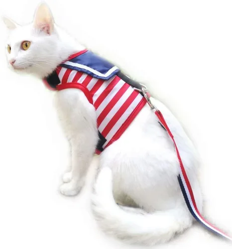 Miniatura 15 de Arnés de gato con correa, ajustable para gatos, chaleco acolchado para gatos, Black Plaid