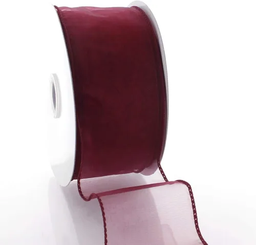 Miniatura 4 de Cinta de organza transparente con alambre de 2.5 pulgadas, color plateado de 10 yardas