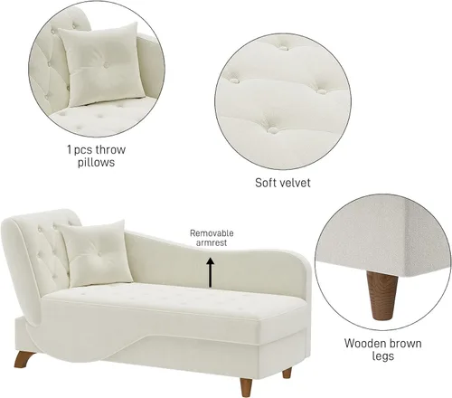 Miniatura 6 de DAMAIFROM Tumbona interior con almacenamiento, respaldo ajustable, silla de lectura reclinable, sofá cama con almohada, futón de terciopelo 3 en 1