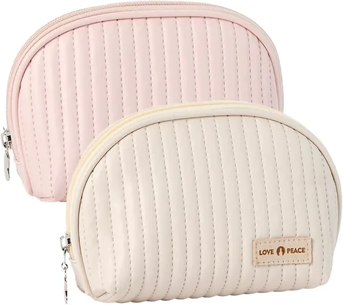 Miniatura 3 de Pequeña bolsa de maquillaje para bolso, bolsa de maquillaje de piel sintética linda, bolsa portátil para monedas, bolsa organizadora de lápiz Café